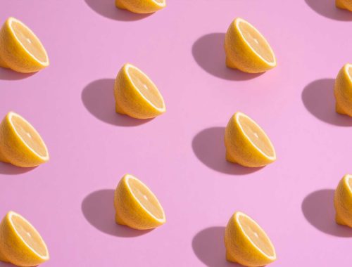 lemons on a pink background