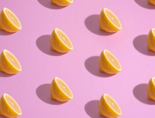 lemons on a pink background