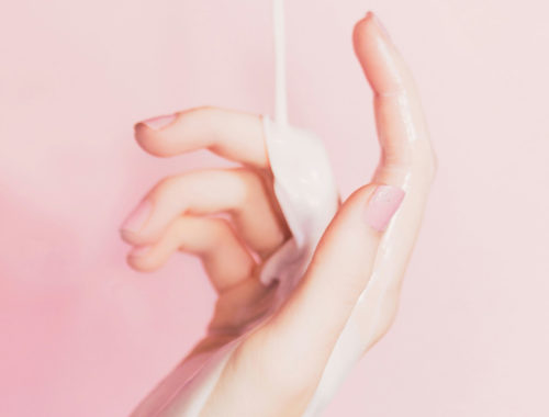 cosmetics on a hand